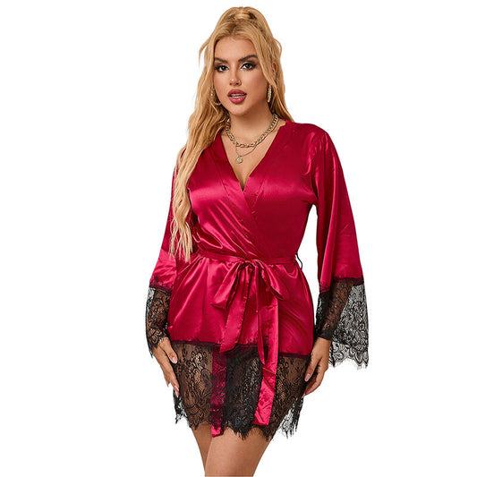 SUBBLIME - 953829 ELEGANT LACE PYJAMA + THONG RED L/XL
