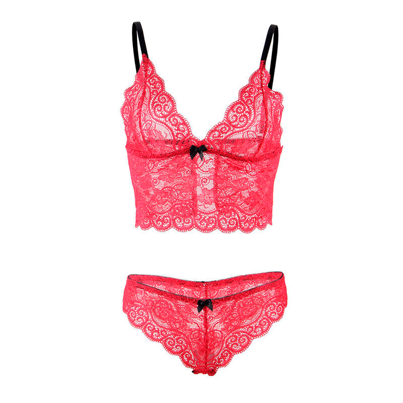 SUBBLIME - 953898 NIGHTDRESS + PANTIES IN SILK AND LACE RED S/M