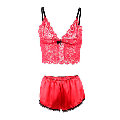 SUBBLIME - 953898 NIGHTDRESS + PANTIES IN SILK AND LACE RED S/M