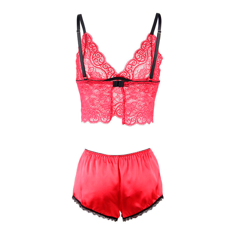 SUBBLIME - 953898 NIGHTDRESS + PANTIES IN SILK AND LACE RED S/M