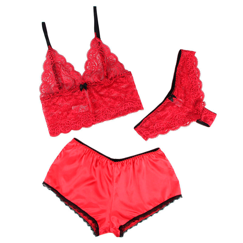 SUBBLIME - 953898 NIGHTDRESS + PANTIES IN SILK AND LACE RED S/M