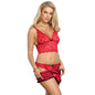 SUBBLIME - 953904 NIGHTDRESS + KNICKERS SILK AND LACE RED L/XL