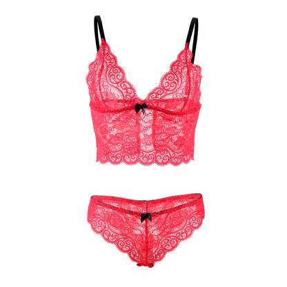 SUBBLIME - 953904 NIGHTDRESS + KNICKERS SILK AND LACE RED L/XL