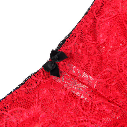 SUBBLIME - 953904 NIGHTDRESS + KNICKERS SILK AND LACE RED L/XL