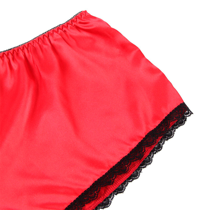 SUBBLIME - 953904 NIGHTDRESS + KNICKERS SILK AND LACE RED L/XL