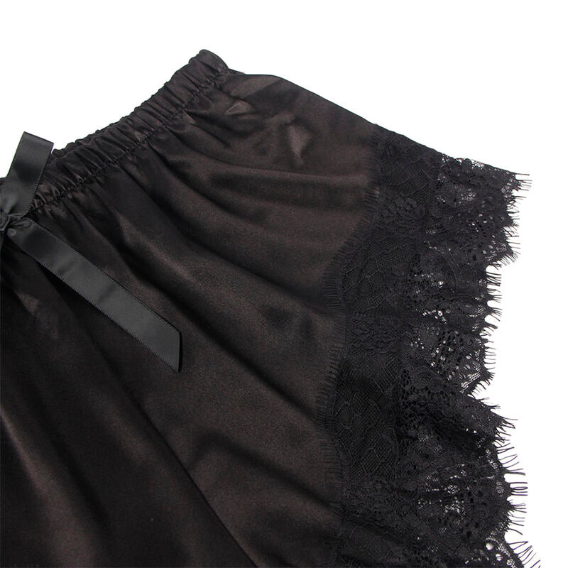 SUBBLIME - 953942 CASUAL SILK NIGHTGOWN + LACE PANTIES BLACK L/XL