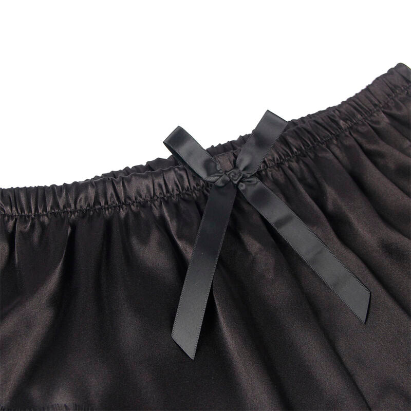 SUBBLIME - 953942 CASUAL SILK NIGHTGOWN + LACE PANTIES BLACK L/XL