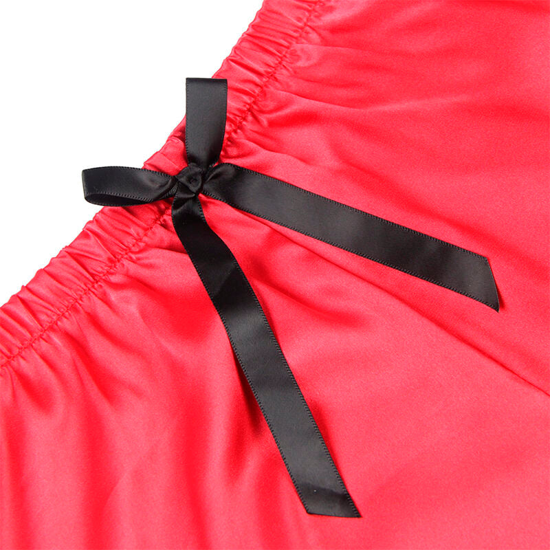 SUBBLIME - 953966 CASUAL SILK NIGHTGOWN + LACE PANTIES BLACK/RED L/XL