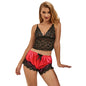 SUBBLIME - 953966 CASUAL SILK NIGHTGOWN + LACE PANTIES BLACK/RED L/XL
