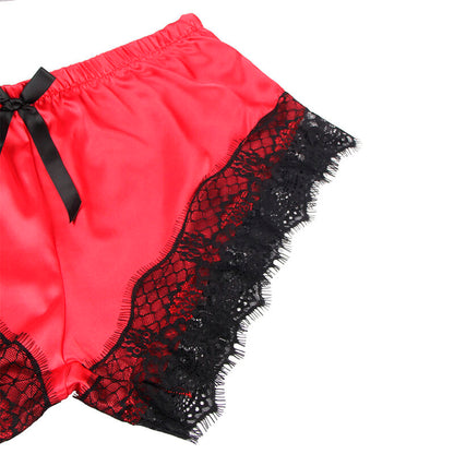 SUBBLIME - 953966 CASUAL SILK NIGHTGOWN + LACE PANTIES BLACK/RED L/XL