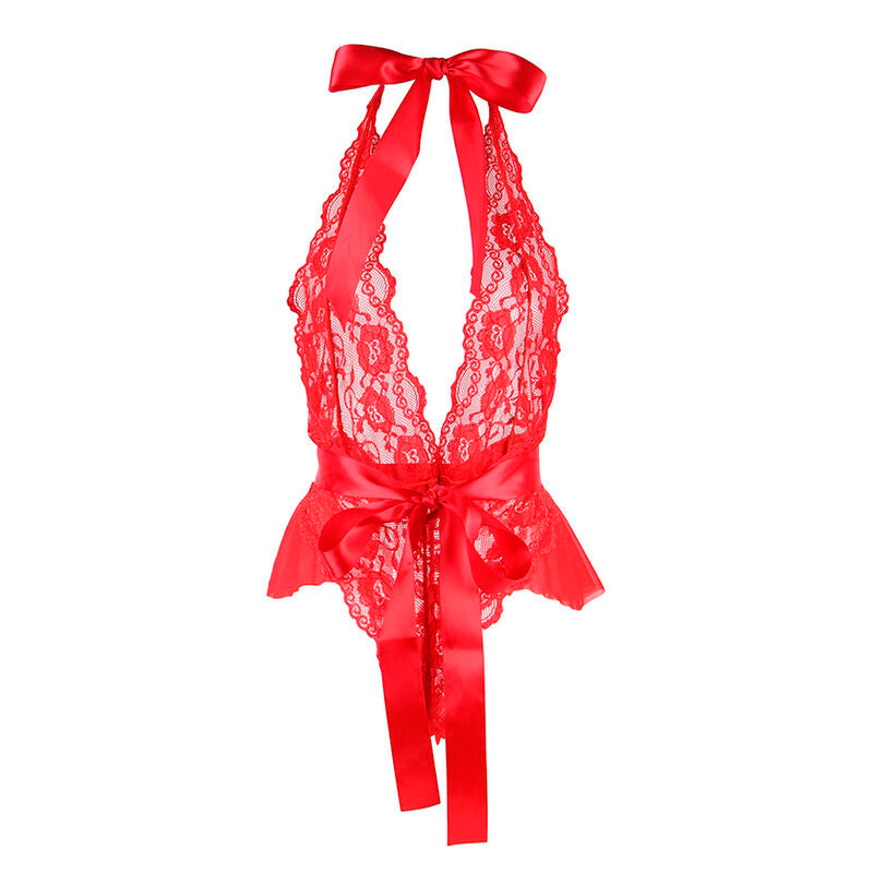 SUBBLIME - 953980 SEXY BODYSUIT WITH RUFFLES + BELT RED L/XL