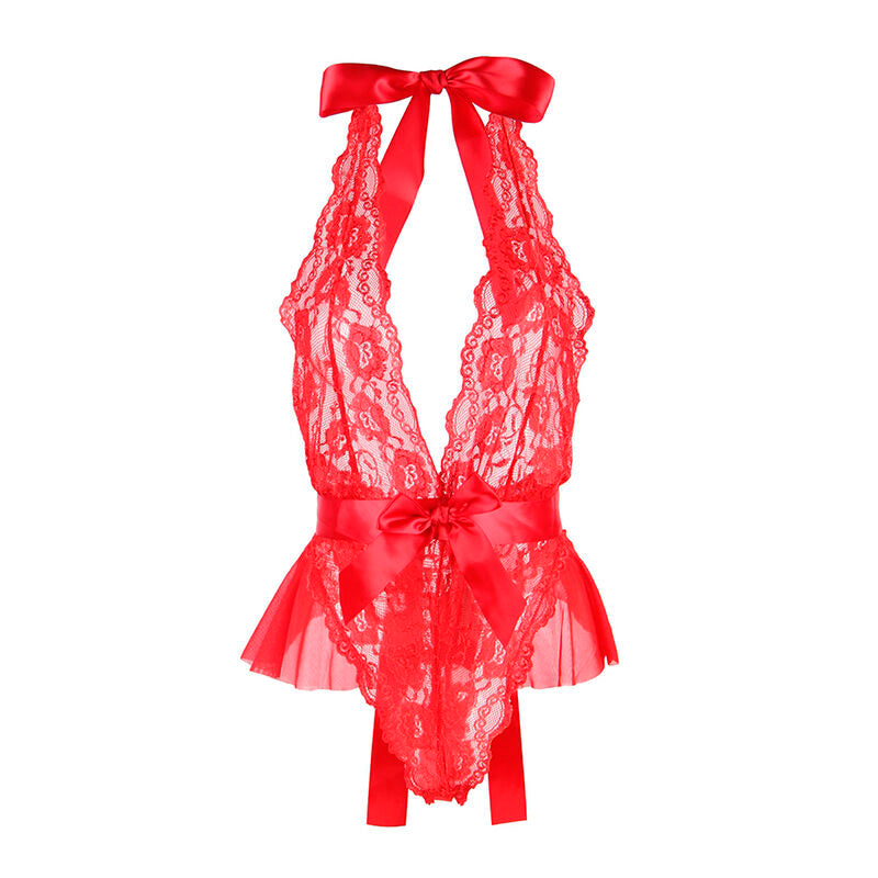 SUBBLIME - 953980 SEXY BODYSUIT WITH RUFFLES + BELT RED L/XL