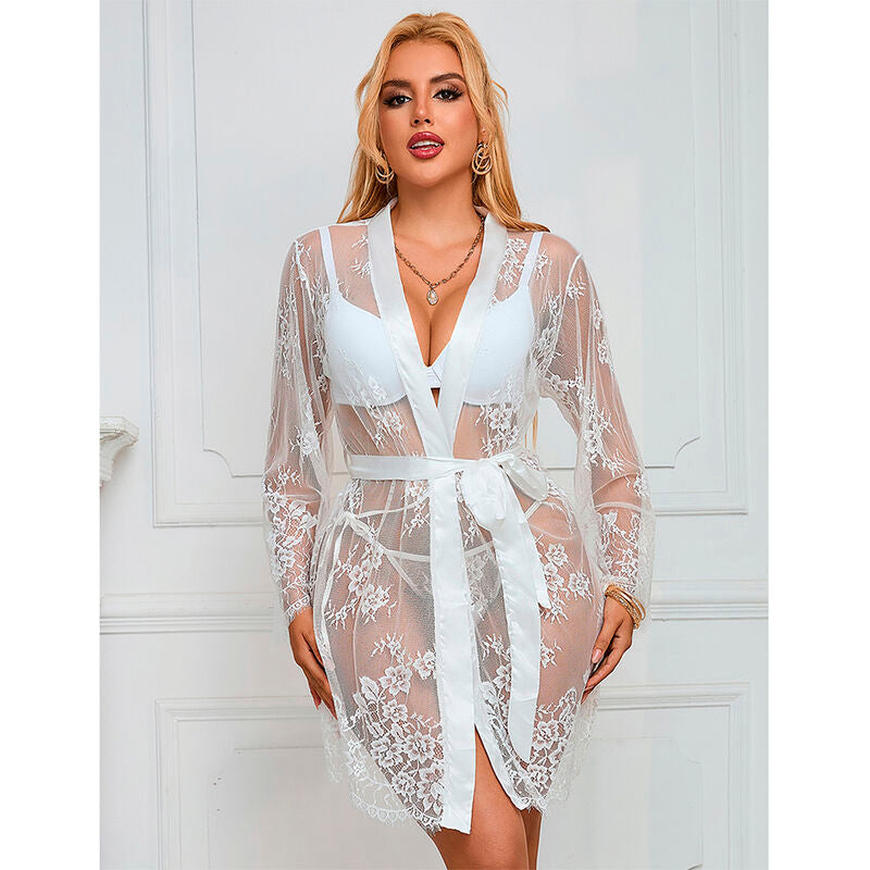 SUBBLIME - 954376 FLORAL PRINT LONG-SLEEVED NIGHTGOWN WHITE L/XL