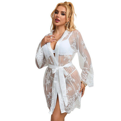 SUBBLIME - 954376 FLORAL PRINT LONG-SLEEVED NIGHTGOWN WHITE L/XL