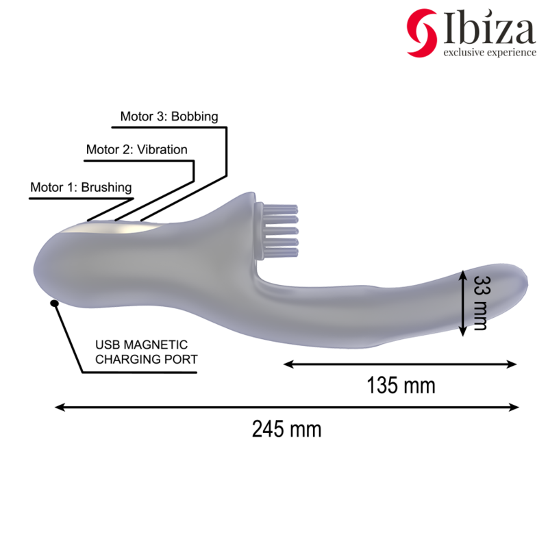 IBIZA - HI-TECH RABBIT BRUSHING MULTICELL CLITORAL AND DUAL WAVE VIBRATOR