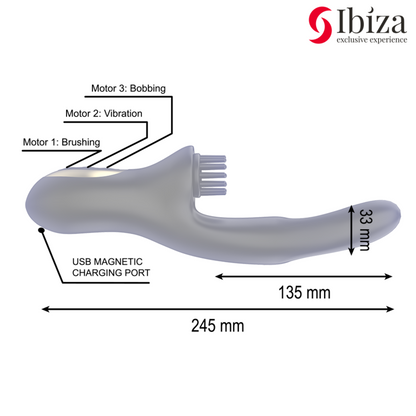 IBIZA - HI-TECH RABBIT BRUSHING MULTICELL CLITORAL AND DUAL WAVE VIBRATOR