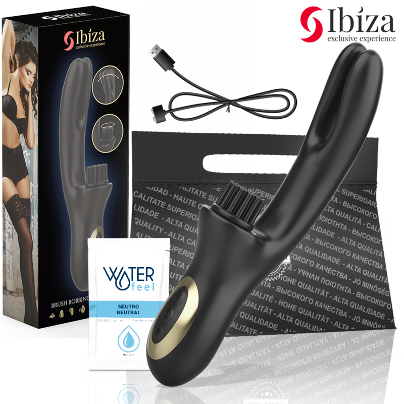 IBIZA - HI-TECH RABBIT BRUSHING MULTICELL CLITORAL AND DUAL WAVE VIBRATOR