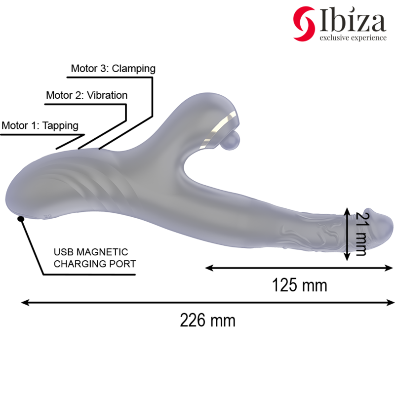 IBIZA - TWO DRAGONS DUAL VIBRATOR BLACK