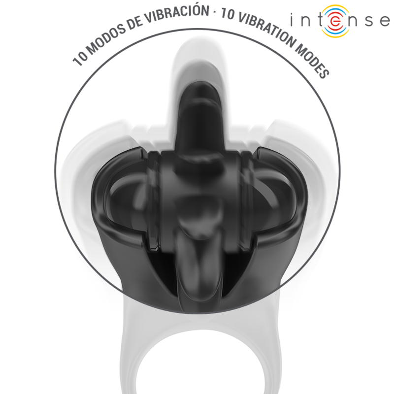 INTENSE - MABEL VIBRATION RING 10 VIBRATIONS WITH CLITORAL STIMULATOR BLACK