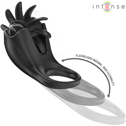 INTENSE - MABEL VIBRATION RING 10 VIBRATIONS WITH CLITORAL STIMULATOR BLACK