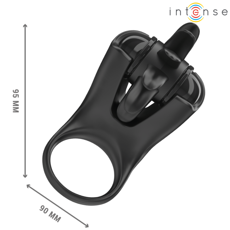 INTENSE - MABEL VIBRATION RING 10 VIBRATIONS WITH CLITORAL STIMULATOR BLACK
