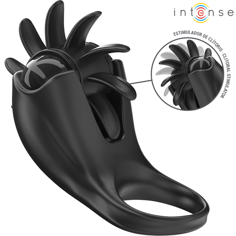 INTENSE - MABEL VIBRATION RING 10 VIBRATIONS WITH CLITORAL STIMULATOR BLACK