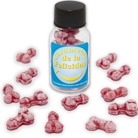 DIABLO PICANTE ? JAR WITH 12 STRAWBERRY/CHERRY PENIS-SHAPED CANDIES