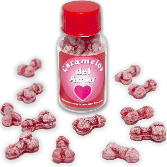 DIABLO PICANTE - 12 PENIS-SHAPED STRAWBERRY/CHERRY LOVE CANDIES