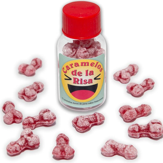 DIABLO PICANTE - 12 PENIS-SHAPED STRAWBERRY/CHERRY LAUGHING CANDIES