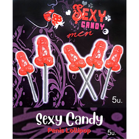DIABLO PICANTE - BOX OF 5 CHERRY FLAVORED PENIS LOLLIPOPS