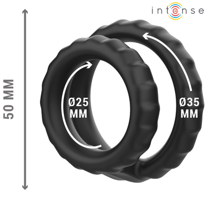 INTENSE - DEWEY DOUBLE PENIS RING MADE OF SILICONE BLACK MODEL 2