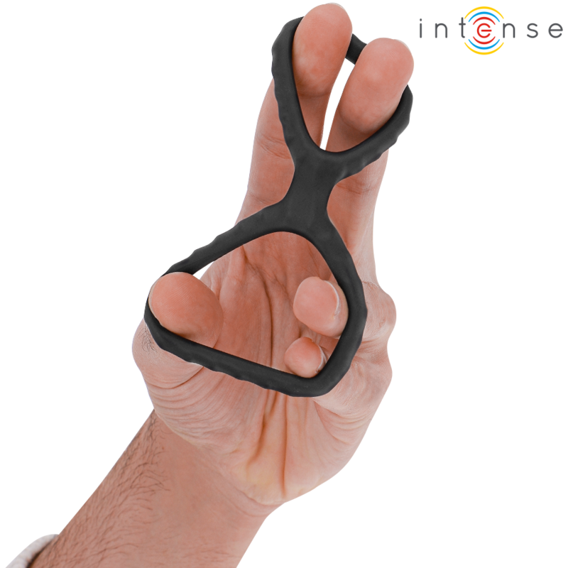 INTENSE - DEWEY DOUBLE PENIS RING MADE OF SILICONE BLACK MODEL 2
