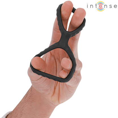 INTENSE - DEWEY DOUBLE PENIS RING MADE OF SILICONE BLACK MODEL 2