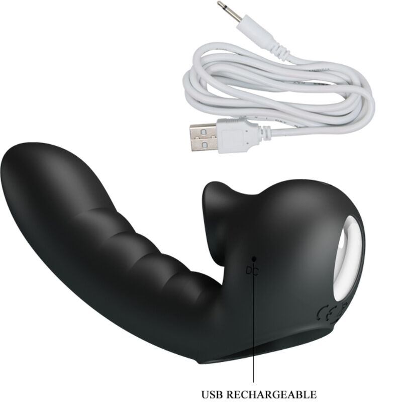 PRETTY LOVE - HOBGOBLIN VIBRATING FINGER SLEEVE 12 VIBRATIONS + CLITORAL STIMULATOR BLACK