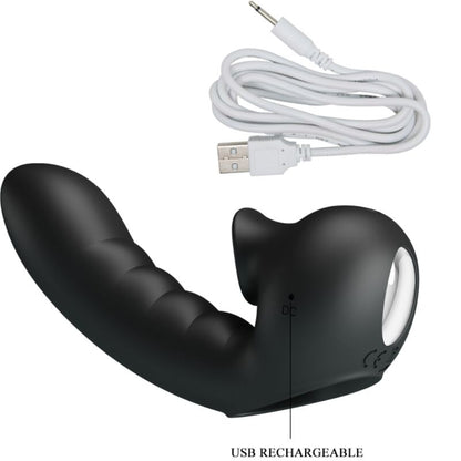 PRETTY LOVE - HOBGOBLIN VIBRATING FINGER SLEEVE 12 VIBRATIONS + CLITORAL STIMULATOR BLACK