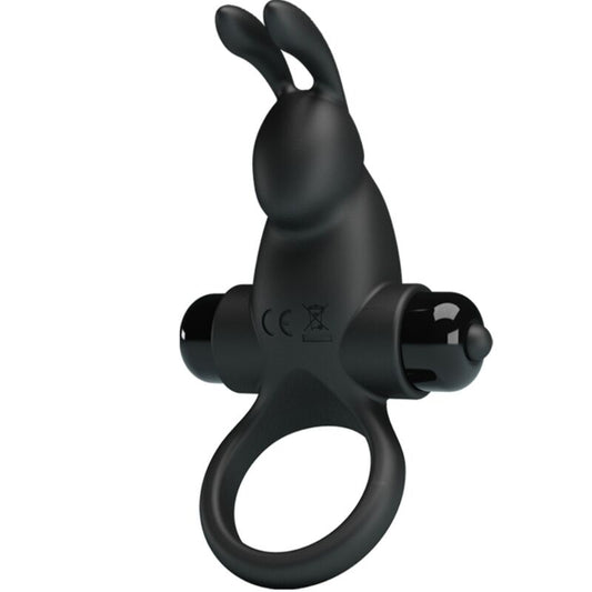PRETTY LOVE - VIBRATING COCK RING + RABBIT CLITORAL STIMULATOR 10 VIBRATIONS BLACK