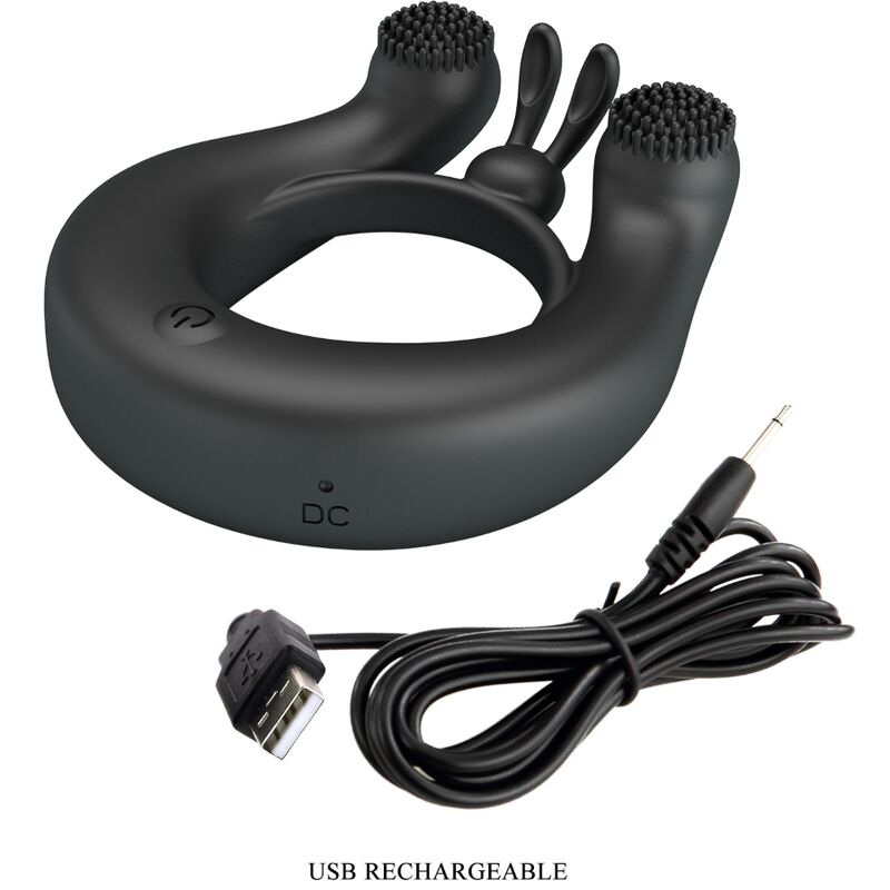 PRETTY LOVE - DAHLIA VIBRATING COCK RING + CLITORIS STIMULATOR 12 VIBRATIONS BLACK