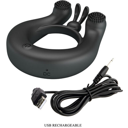PRETTY LOVE - DAHLIA VIBRATING COCK RING + CLITORIS STIMULATOR 12 VIBRATIONS BLACK