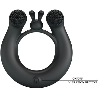 PRETTY LOVE - DAHLIA VIBRATING COCK RING + CLITORIS STIMULATOR 12 VIBRATIONS BLACK