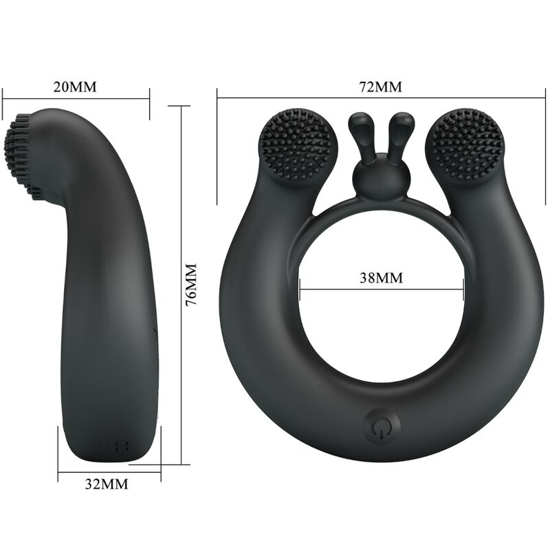 PRETTY LOVE - DAHLIA VIBRATING COCK RING + CLITORIS STIMULATOR 12 VIBRATIONS BLACK