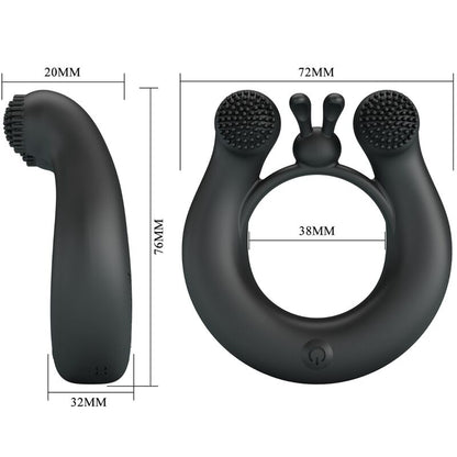 PRETTY LOVE - DAHLIA VIBRATING COCK RING + CLITORIS STIMULATOR 12 VIBRATIONS BLACK