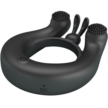 PRETTY LOVE - DAHLIA VIBRATING COCK RING + CLITORIS STIMULATOR 12 VIBRATIONS BLACK