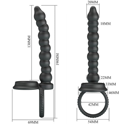 PRETTY LOVE - DILLION DOPPELTE PENETRATION COCK RING SCHWARZ