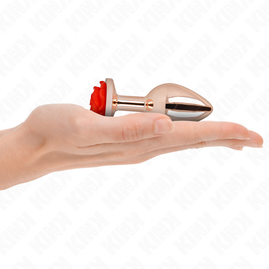 KINK - ROSE GOLDEN ANAL PLUG WITH RED ROSE M