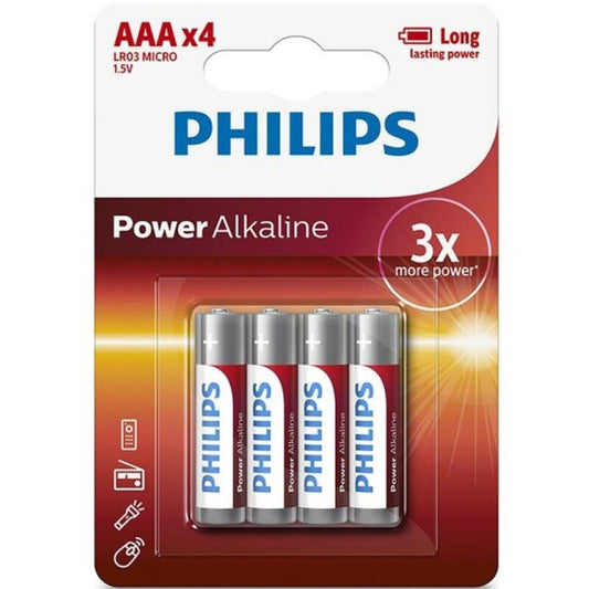 PHILIPS - POWER ALKALINE BATTERY AAA LR03, BLISTER*4