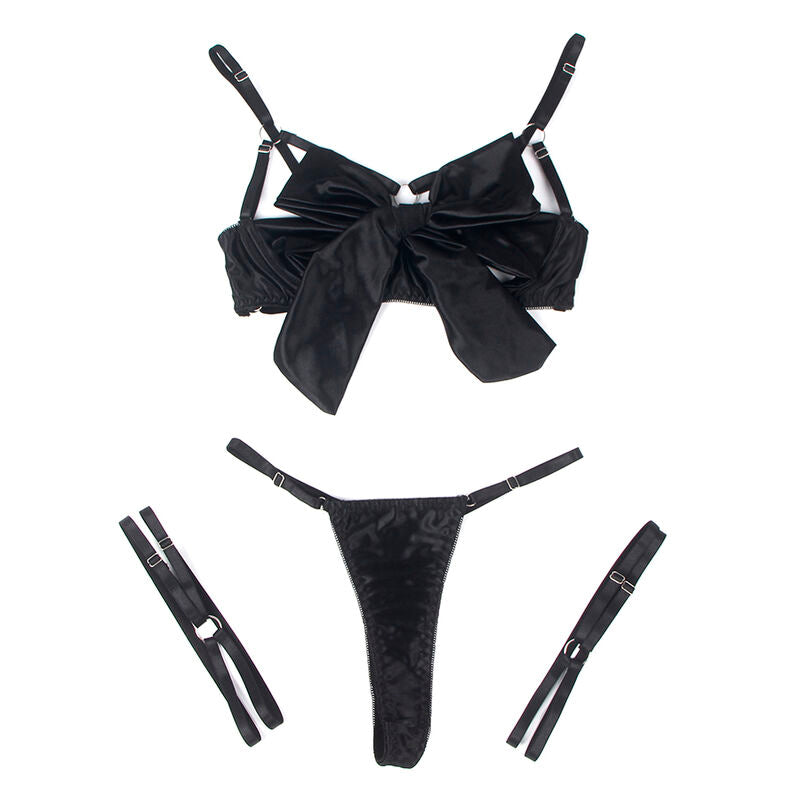 SUBBLIME - 955205 BRA AND PANTY SET WITH ADJUSTABLE BLACK BOW L/XL