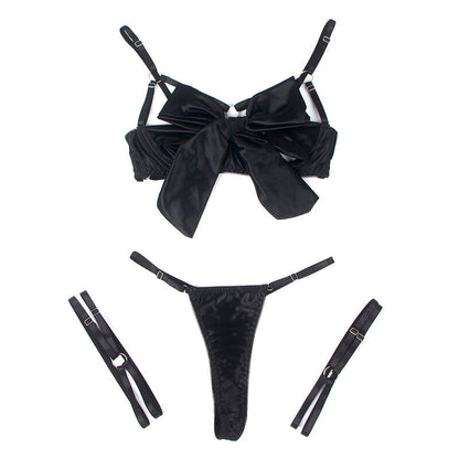 SUBBLIME - 955205 BRA AND PANTY SET WITH ADJUSTABLE BLACK BOW L/XL