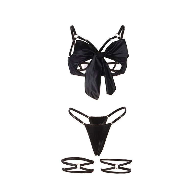 SUBBLIME - 955205 BRA AND PANTY SET WITH ADJUSTABLE BLACK BOW L/XL