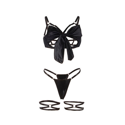 SUBBLIME - 955205 BRA AND PANTY SET WITH ADJUSTABLE BLACK BOW L/XL