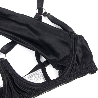 SUBBLIME - 955205 BRA AND PANTY SET WITH ADJUSTABLE BLACK BOW L/XL